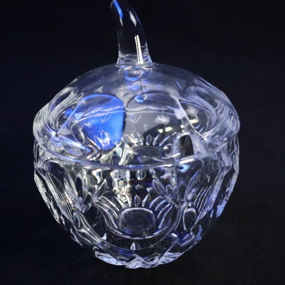 Apple Shape Crystal Jelly Jar / Sugar Bowl with lid- - Picture 1 of 11